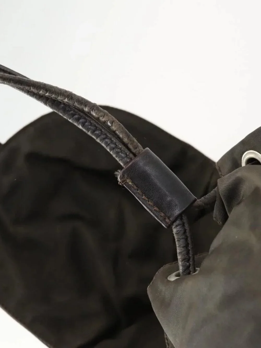 PRADA Backpack Nylon Brown Silver Auth 151544